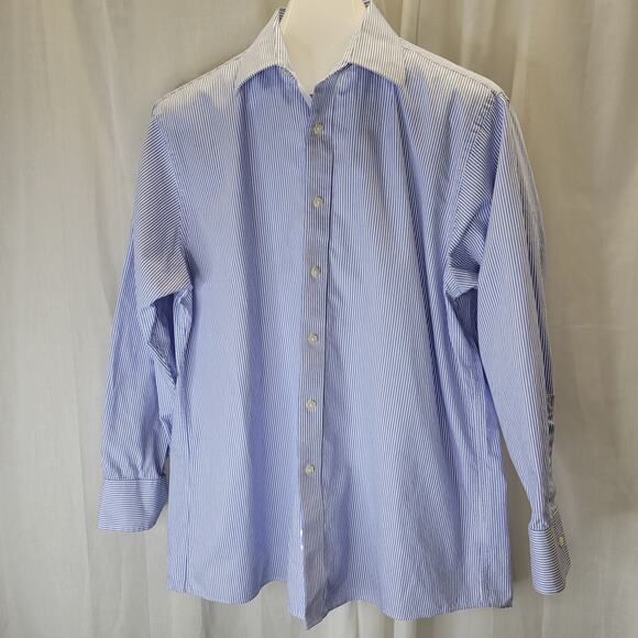 MICHAEL Michael Kors 100% Cotton Blue Stripe Dress Shirt, 16.5  32/33 - Picture 1 of 10
